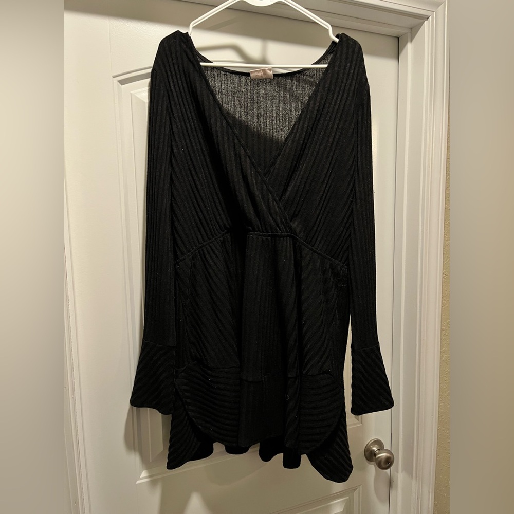 Showpo Black Ribbed Mini Dress